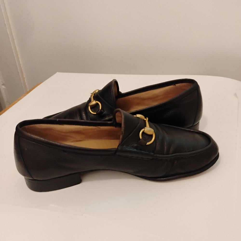 GUCCI HORSE BIT MENS LOAFERS Leather Gold Horsebit Size 9D - Picture 6 of 16